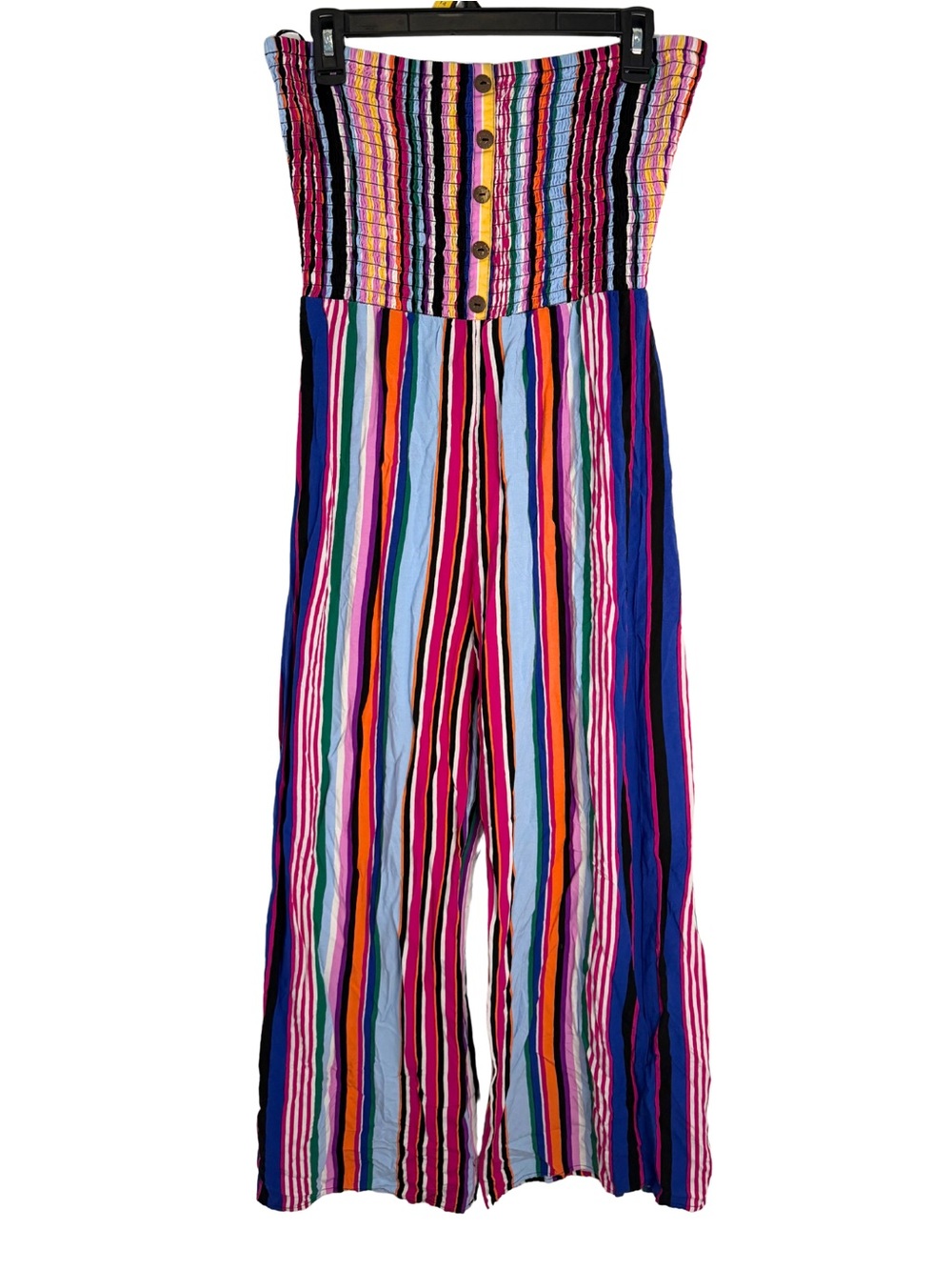 Express Multicolor Striped Wide Leg Strapless Jumpsuit Size Medium
